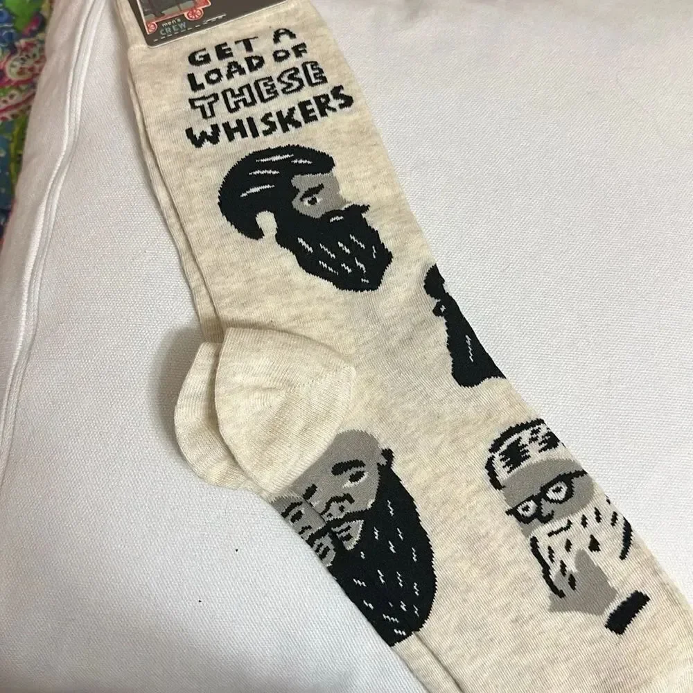 NWT Blue Q Men's Crew Socks - Get a load of these whiskers